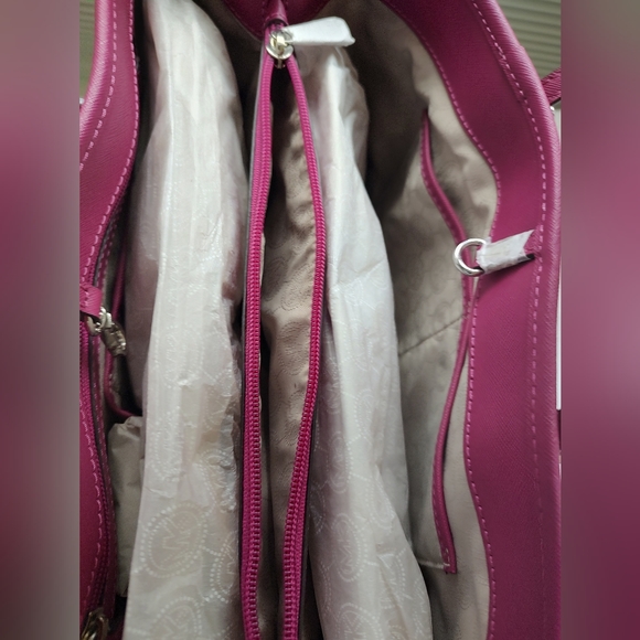 NWT Michael Kors Deep Pink Jet Set Travel Leather Tote - Picture 5 of 8